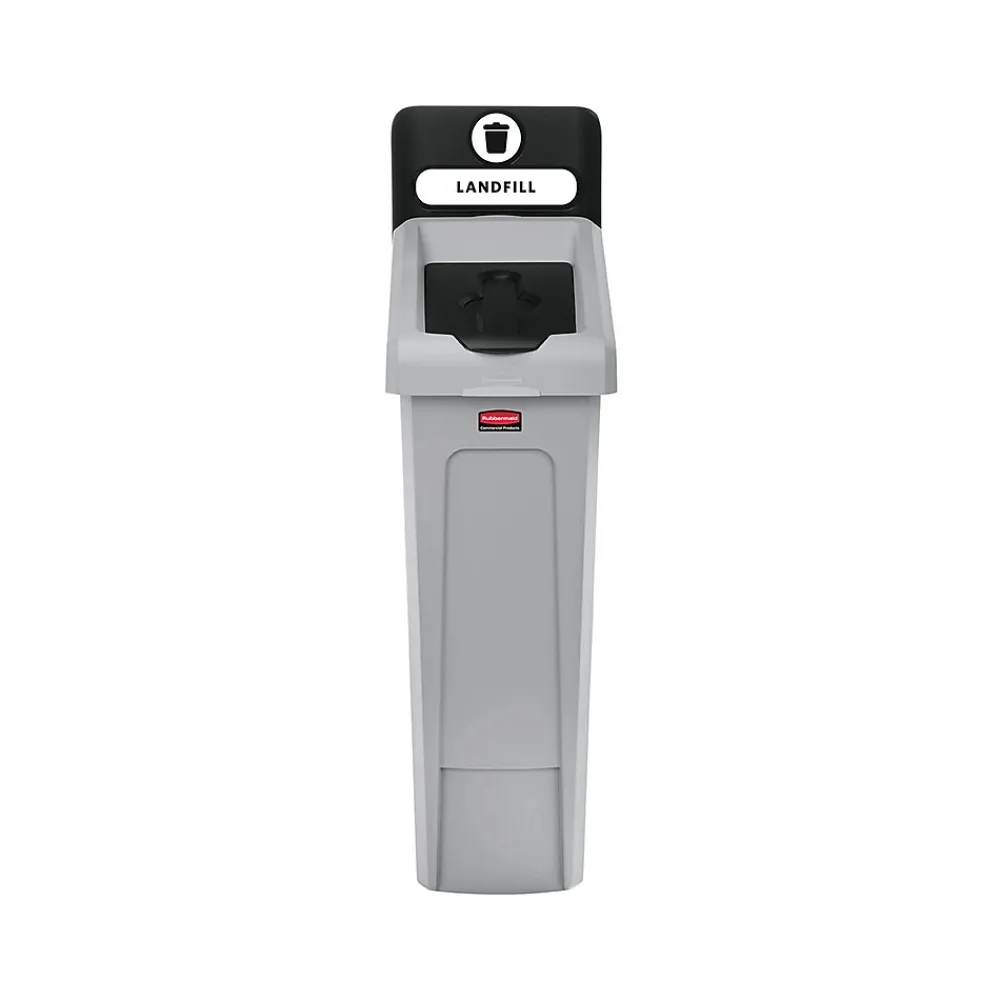 Slim Jim Single-Stream Recycling Station, 23 Gallon, Gray/Black (2185053)<Rubbermaid Best