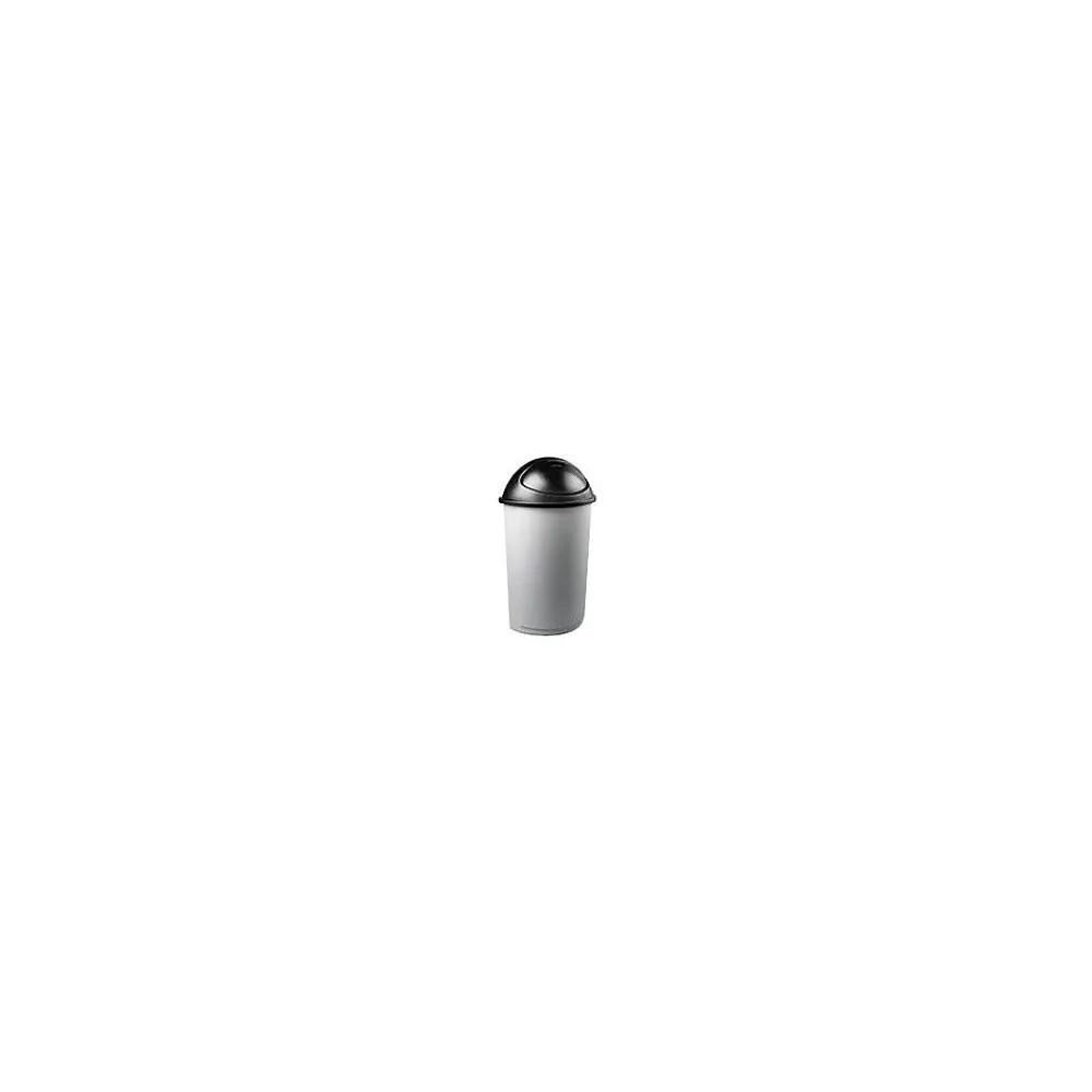 Untouchable® Waste Container, Half-Round, Plastic, 21 gallon, Beige, 28"H x 21"W x 11"D<Rubbermaid