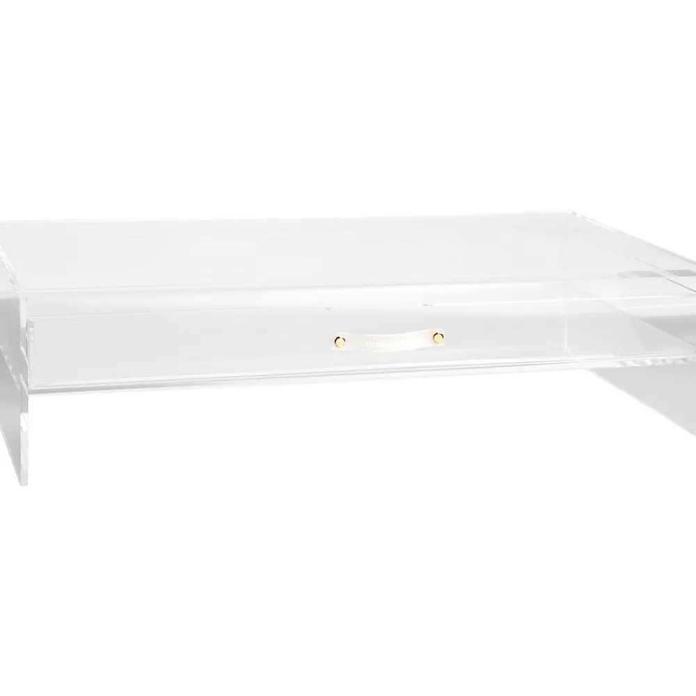 Online Russell+Hazel Monitor Stand with Drawer, Clear/Gold (98149)