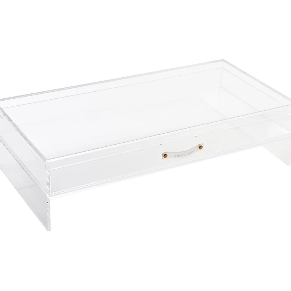 Online Russell+Hazel Monitor Stand with Drawer, Clear/Gold (98149)