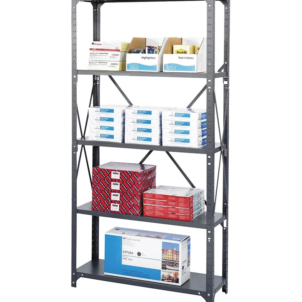 Shelving*Safco Commercial 4-Shelf Metal Unit, 36", Gray (6267)