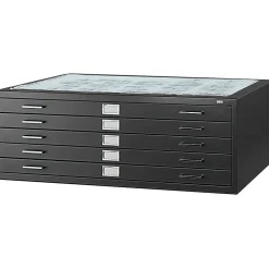 File Cabinets*Safco 5-Drawer Steel Flat File Cabinet, 30" x 42" Documents, Black (4996BLR)