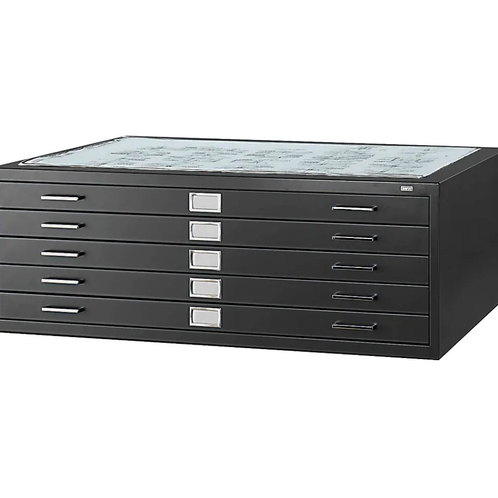 File Cabinets*Safco 5-Drawer Steel Flat File Cabinet, 30" x 42" Documents, Black (4996BLR)