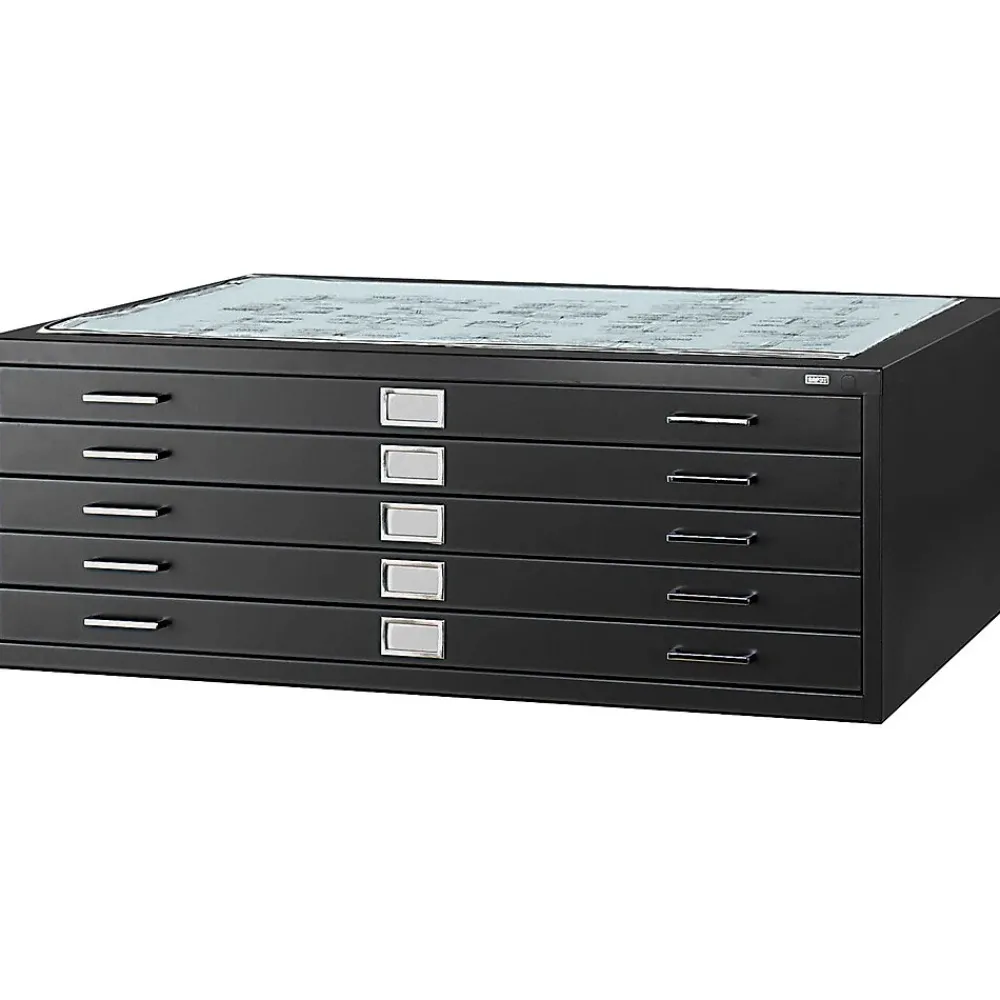File Cabinets*Safco 5-Drawer Steel Flat File Cabinet, 30" x 42" Documents, Black (4998BLR)