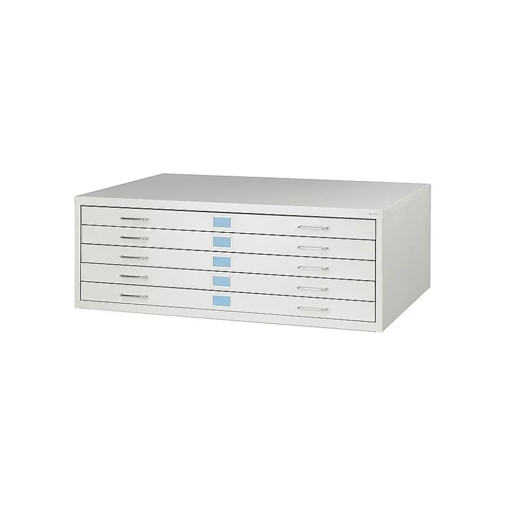 File Cabinets*Safco Facil 5-Drawer Flat File Cabinet, Stackable, Gray, Specialty (4972LG)