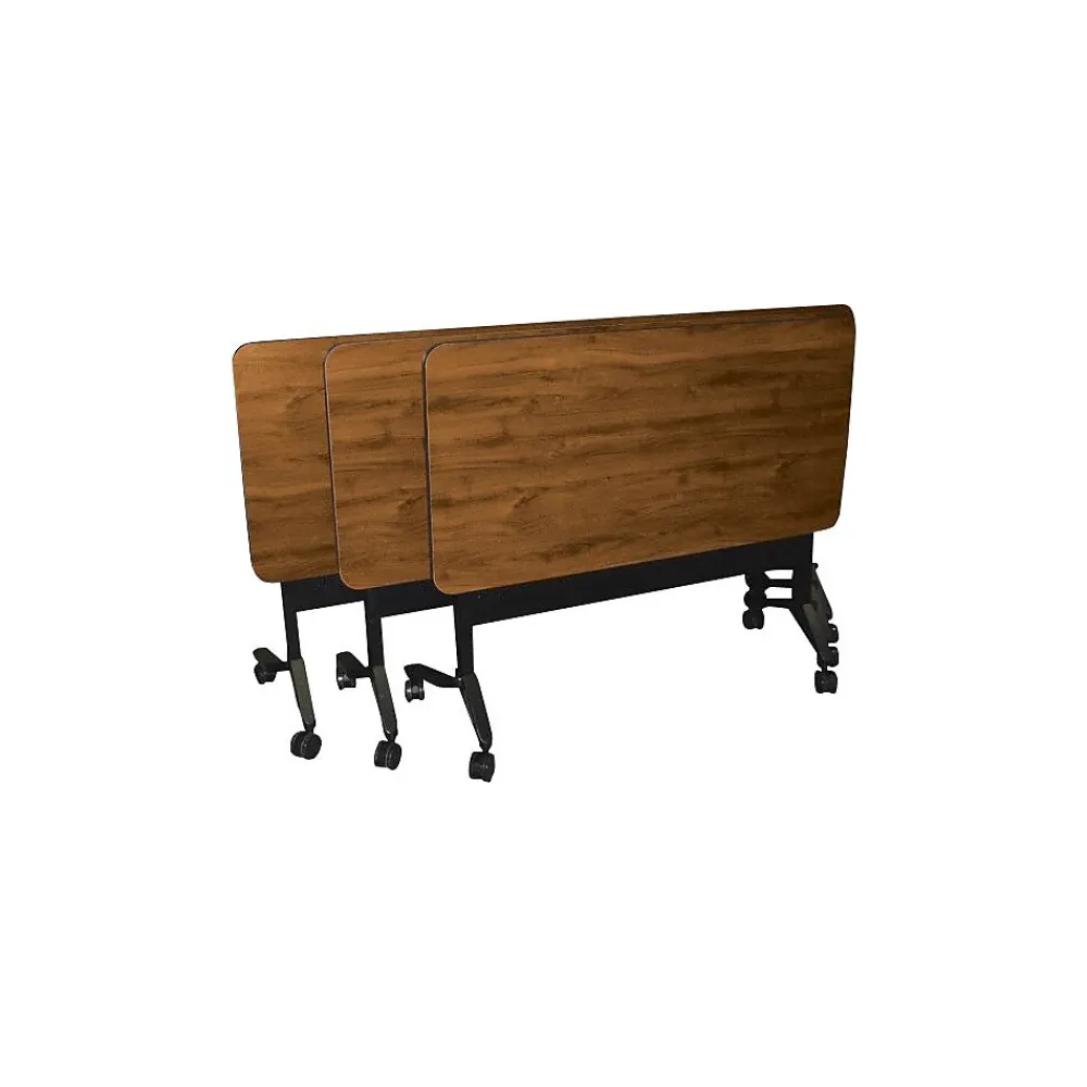 Office Desks*Safco FLIP-N-GO 24 x 72 NEPAL TEAK/BLK