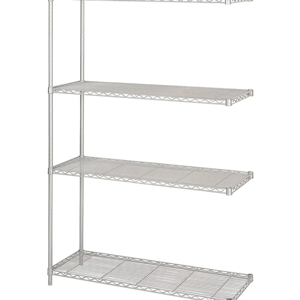Shelving*Safco Industrial 4-Shelf Metal Unit, 48.03", Metallic Gray (5292GR)