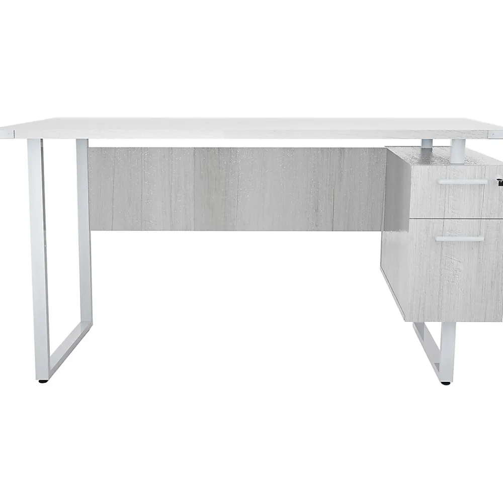 Office Desks*Safco Mirella SOHO 62"W Desk with Built-In Pedestal, White Ash (5513WAH)