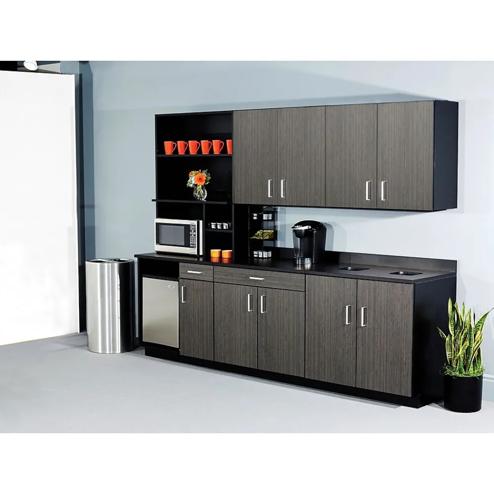 Storage Cabinets*Safco ® Modular Break Room Breakroom Wall Cabinet, Asian Night/Black, 30"H x 36"W x 14"D