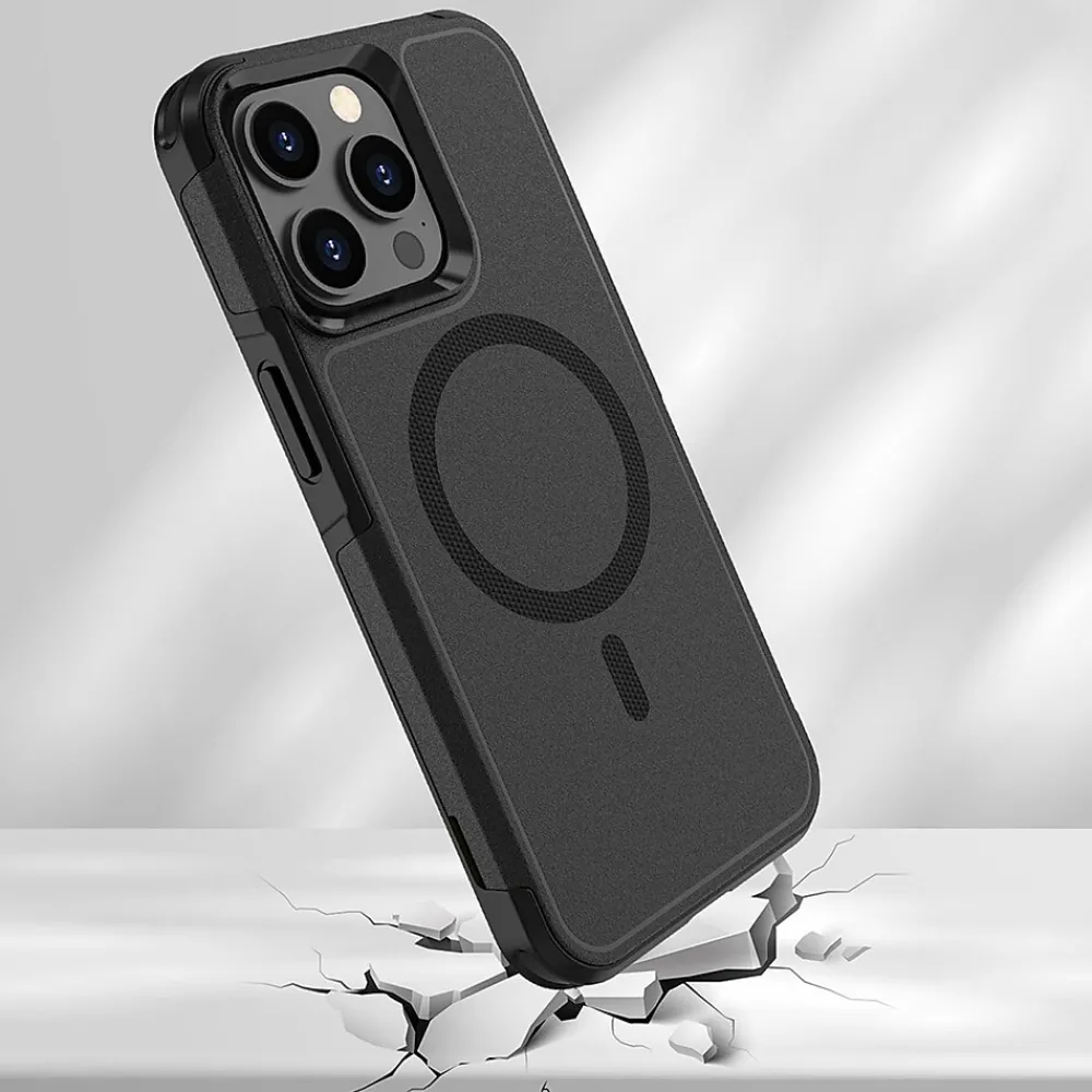 SaharaCase Armor MagSafe Phone Case for iPhone 15 Pro Max, Shock Absorbing, Black (CP00482)