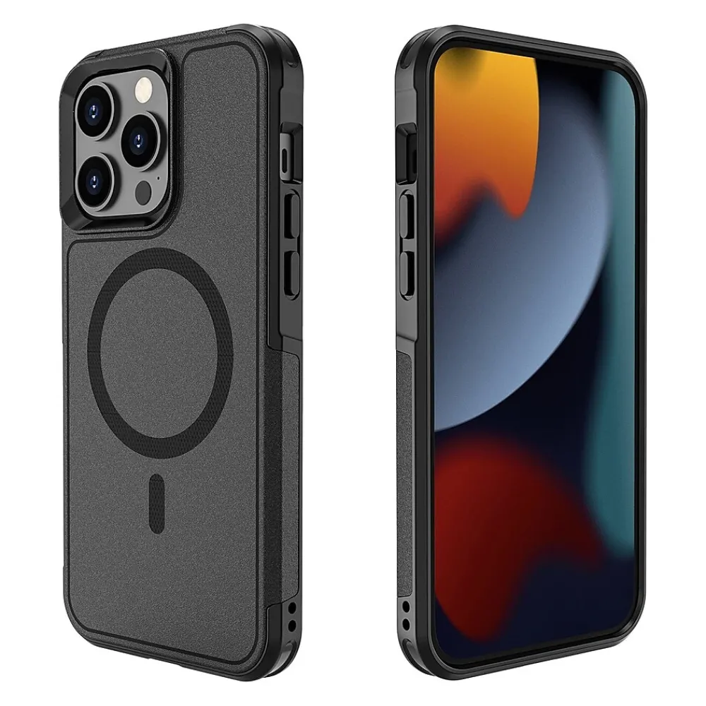 SaharaCase Armor Series Hard Shell Case, Tempered Glass Screen, Camera Protector for iPhone 15 Pro Max, Black (CP482ZD128ZD131)
