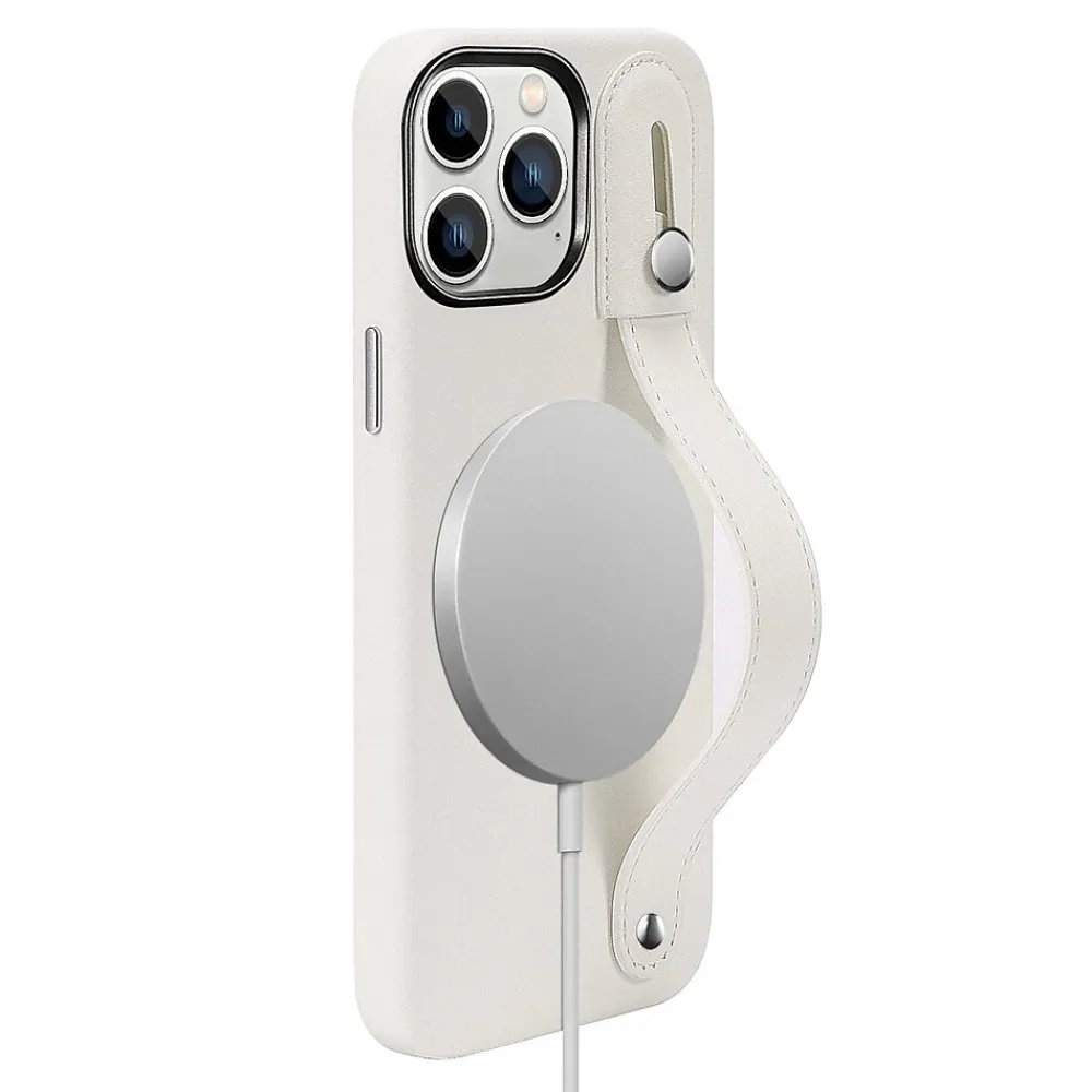 SaharaCase FingerGrip MagSafe Phone Case for iPhone 15 Pro Max, Shock Absorbing, White (CP00479)