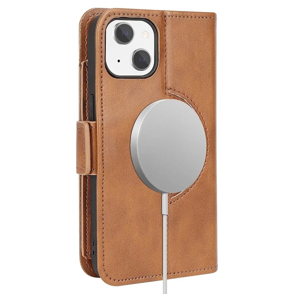 SaharaCase Folio Wallet MagSafe Phone Case for iPhone 15 Plus, Shock Absorbing, Brown (CP00455)