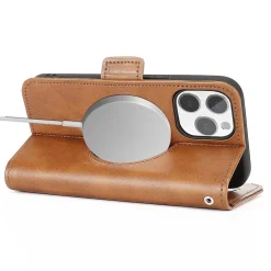 SaharaCase Folio Wallet MagSafe Phone Case for iPhone 15 Pro, Shock Absorbing, Brown (CP00468)