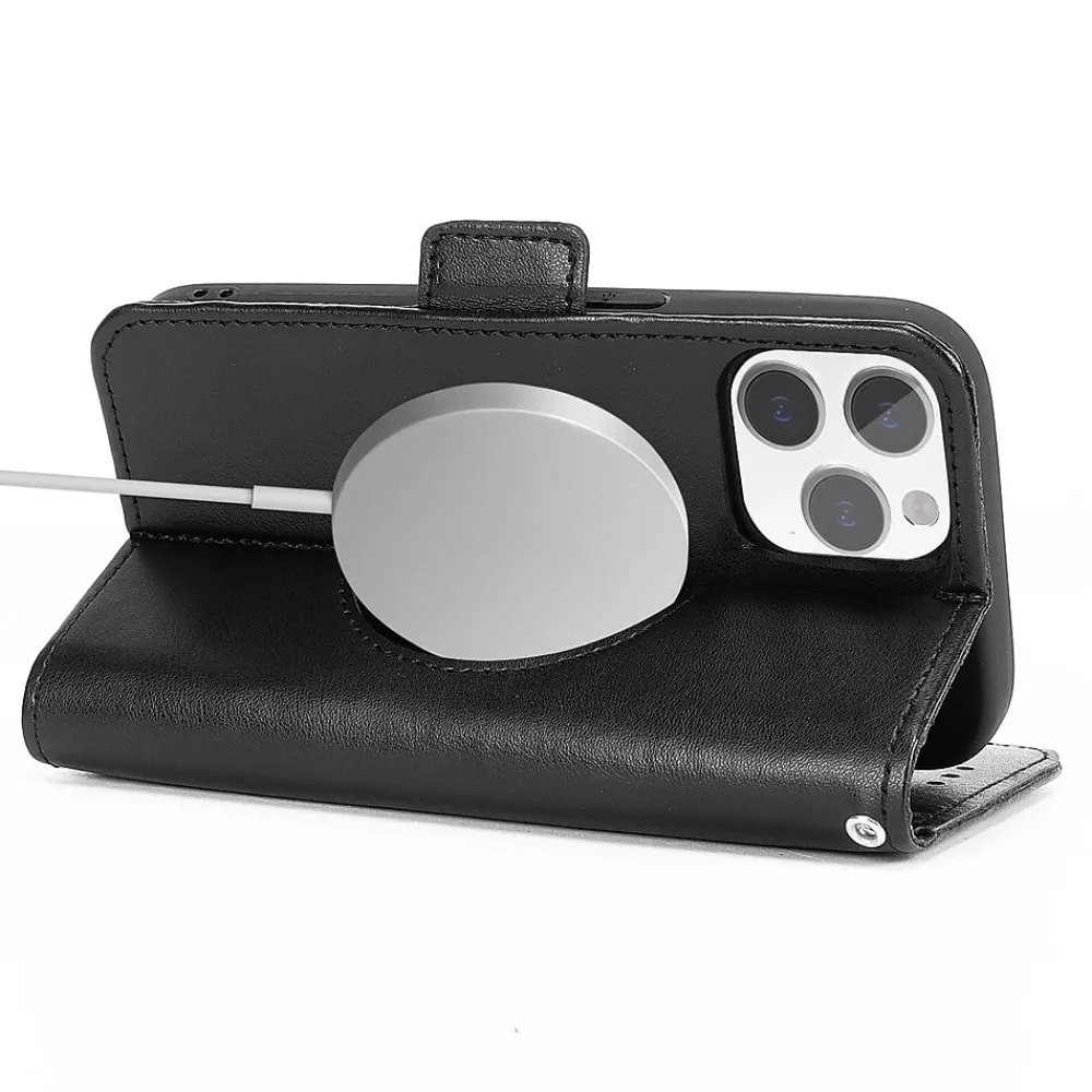 SaharaCase Folio Wallet MagSafe Phone Case for iPhone 15 Pro Max, Shock Absorbing, Black (CP00480)