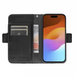SaharaCase Folio Wallet MagSafe Phone Case for iPhone 15 Plus, Shock Absorbing, Black (CP00454)