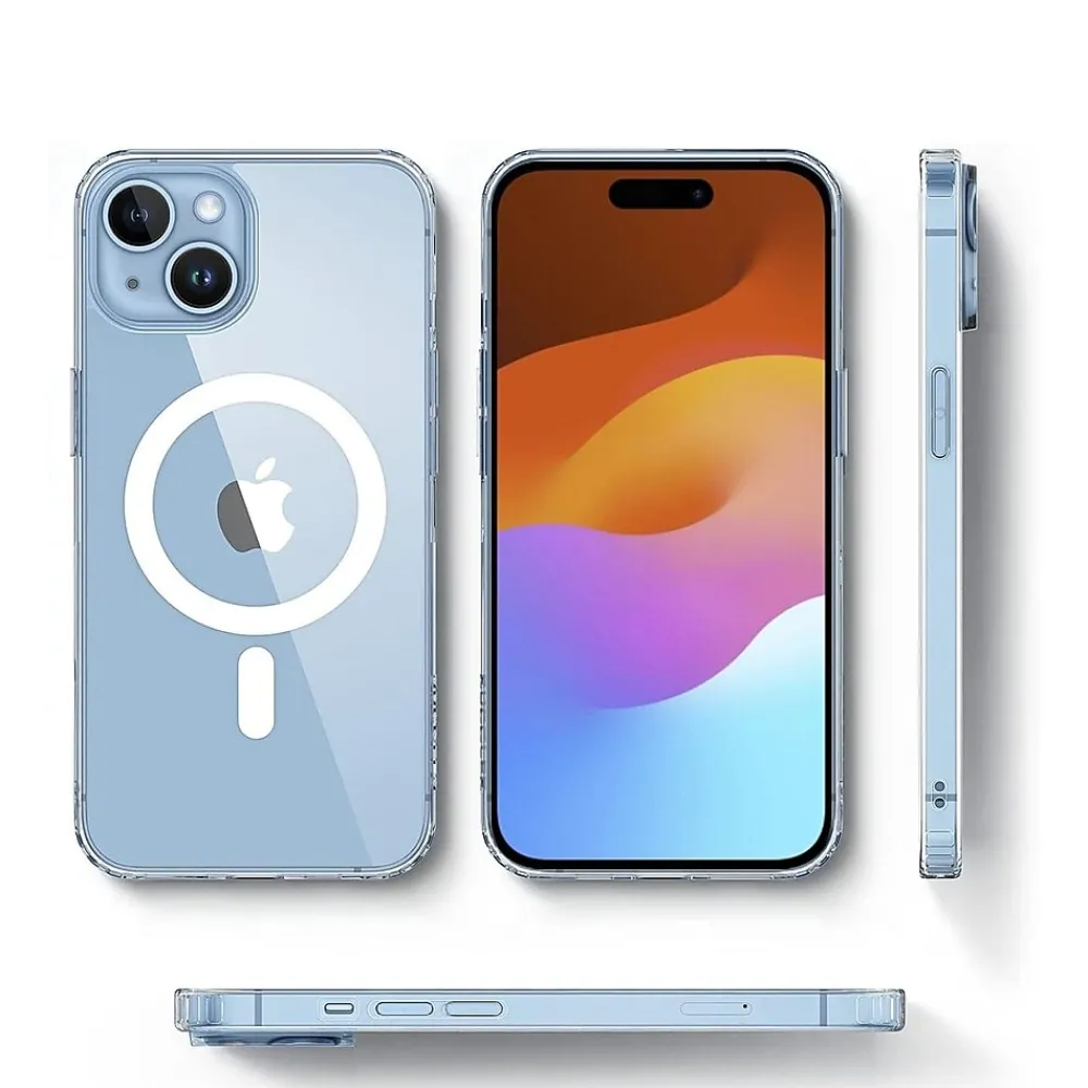 SaharaCase Hybrid-Flex Hard Shell MagSafe Phone Case for iPhone 15 Plus, Shock Absorbing, Clear (CP00450)