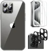 SaharaCase Hybrid-Flex Hard Shell Case, Tempered Glass Screen, Camera Protector for iPhone 15 Pro Max, Clear (CP471ZD128ZD131)