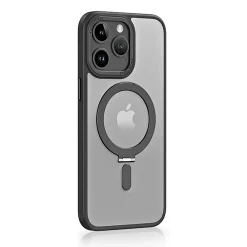 SaharaCase Hybrid-Flex Kickstand MagSafe Phone Case for iPhone 15 Pro Max, Shock Absorbing, Clear Black (CP00483)