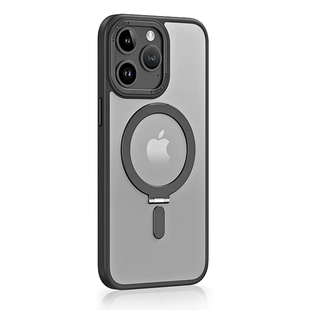 SaharaCase Hybrid-Flex Kickstand MagSafe Phone Case for iPhone 15 Pro Max, Shock Absorbing, Clear Black (CP00483)