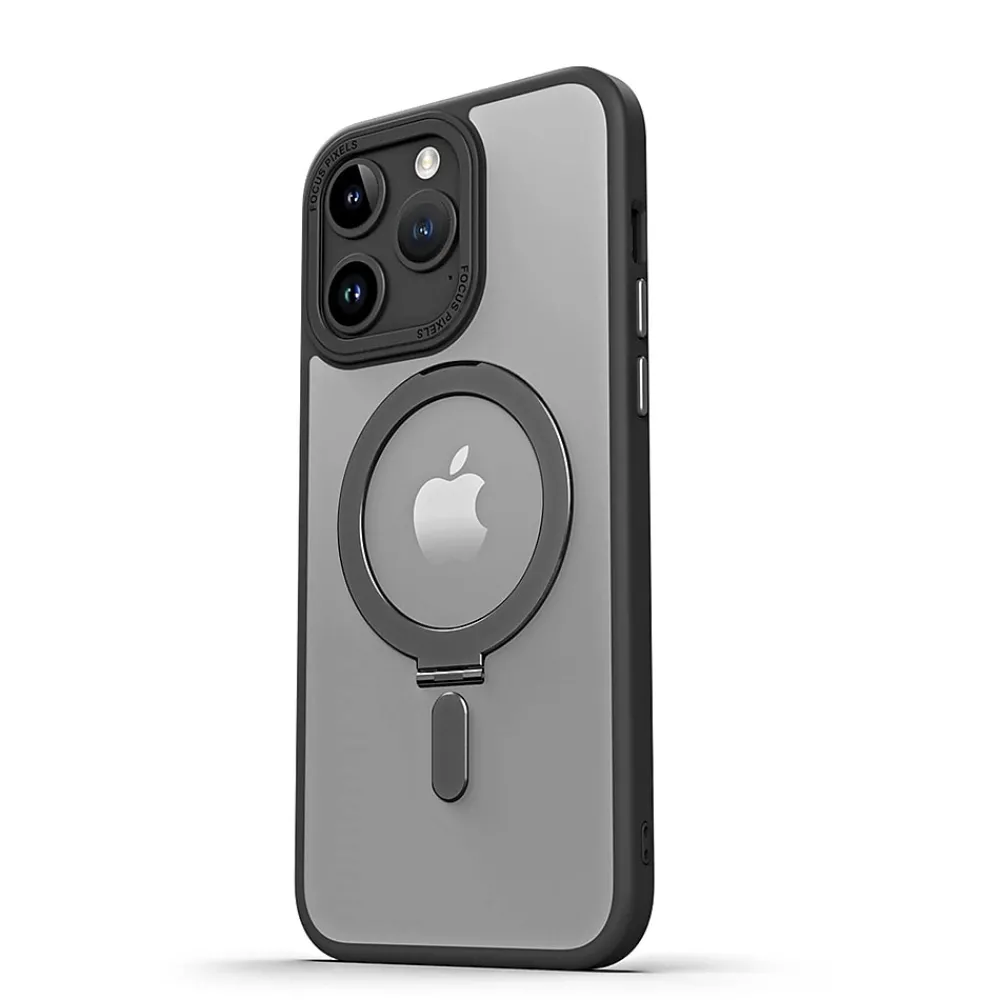 SaharaCase Hybrid-Flex Kickstand MagSafe Phone Case for iPhone 15 Pro Max, Shock Absorbing, Clear Black (CP00483)