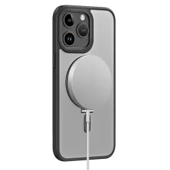 SaharaCase Hybrid-Flex Kickstand MagSafe Phone Case for iPhone 15 Pro Max, Shock Absorbing, Clear Black (CP00483)