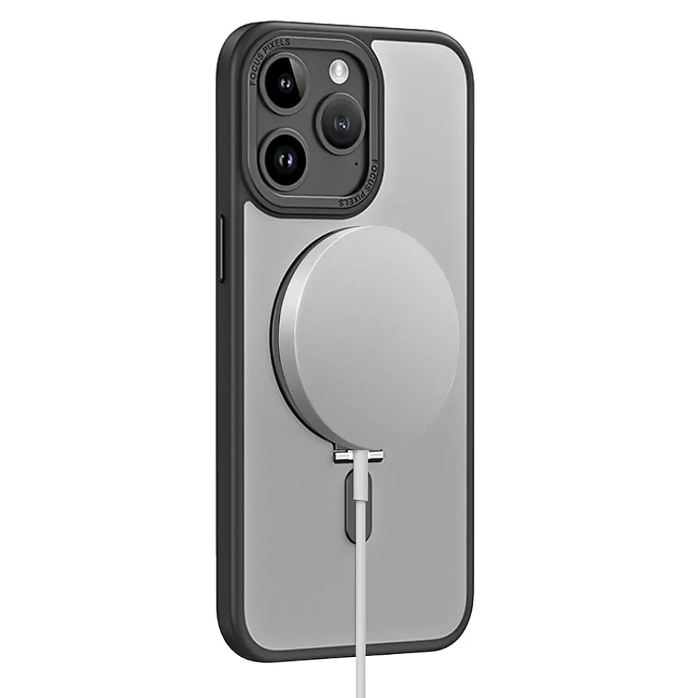 SaharaCase Hybrid-Flex Kickstand MagSafe Phone Case for iPhone 15 Pro Max, Shock Absorbing, Clear Black (CP00483)