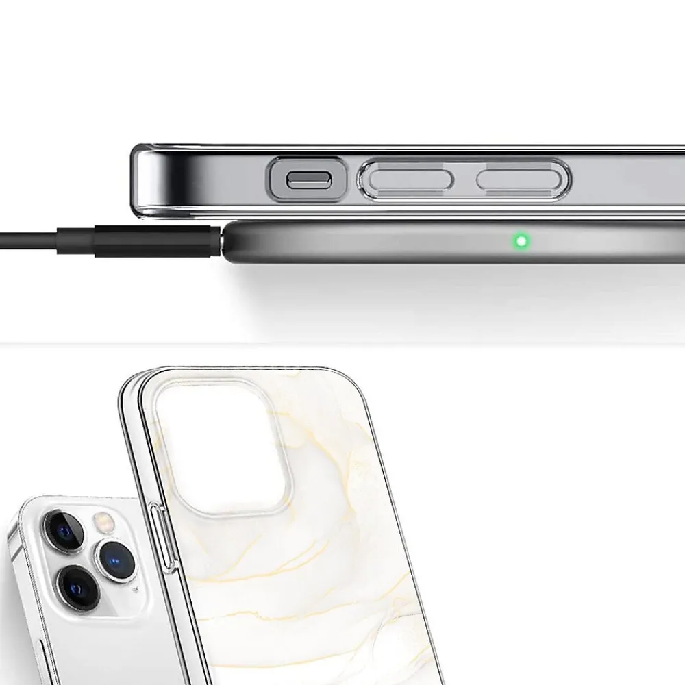 SaharaCase MagSafe Phone Case for iPhone 15 Pro Max, Shock Absorbing, White Marble (CP00476)