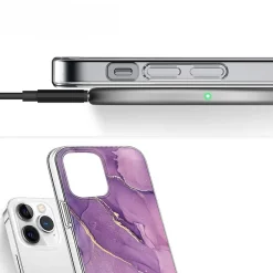 SaharaCase MagSafe Phone Case for iPhone 15 Pro Max, Shock Absorbing, Purple Marble (CP00474)