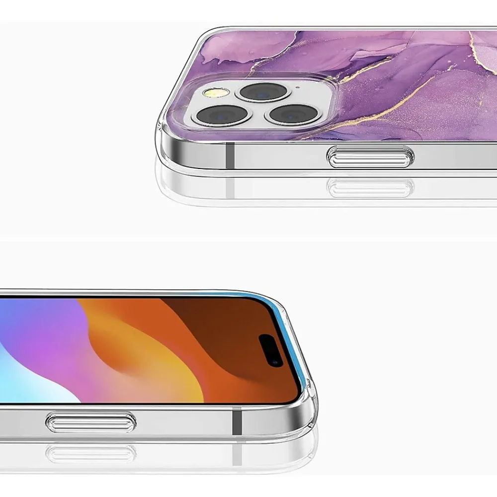 SaharaCase MagSafe Phone Case for iPhone 15 Pro, Shock Absorbing, Purple Marble (CP00461)