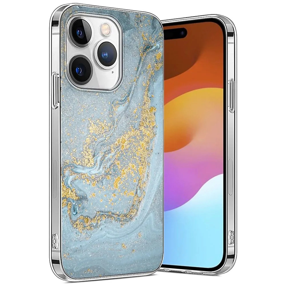 SaharaCase MagSafe Phone Case for iPhone 15 Pro, Shock Absorbing, Blue Marble (CP00462)