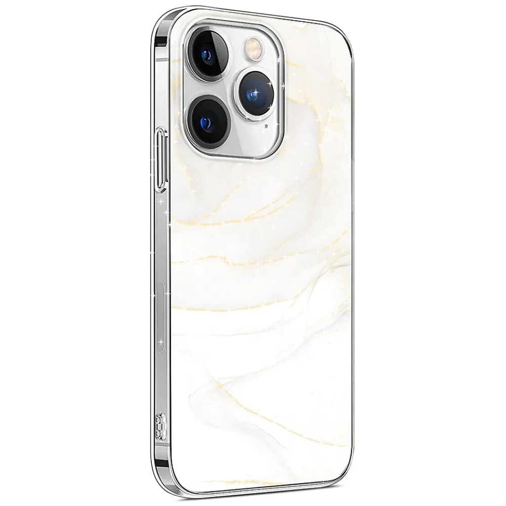 SaharaCase MagSafe Phone Case for iPhone 15 Pro, Shock Absorbing, White Marble (CP00463)