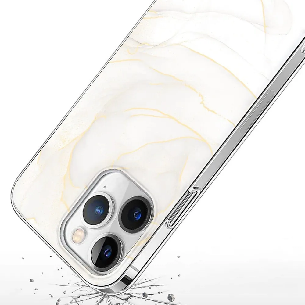 SaharaCase MagSafe Phone Case for iPhone 15 Pro, Shock Absorbing, White Marble (CP00463)