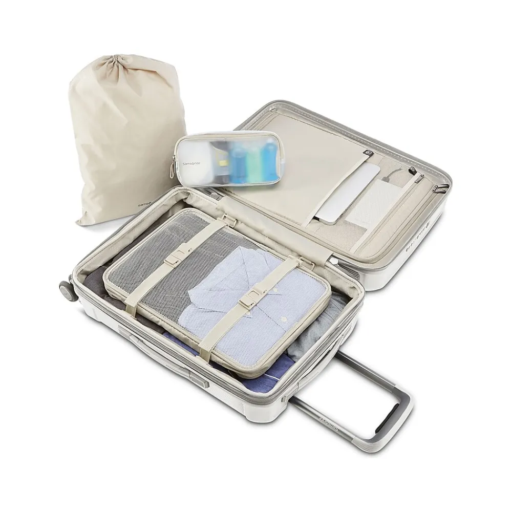 23" Hardside Carry-On Suitcase, 4-Wheeled Spinner, TSA Checkpoint Friendly, Silver (139024-7378)<Samsonite