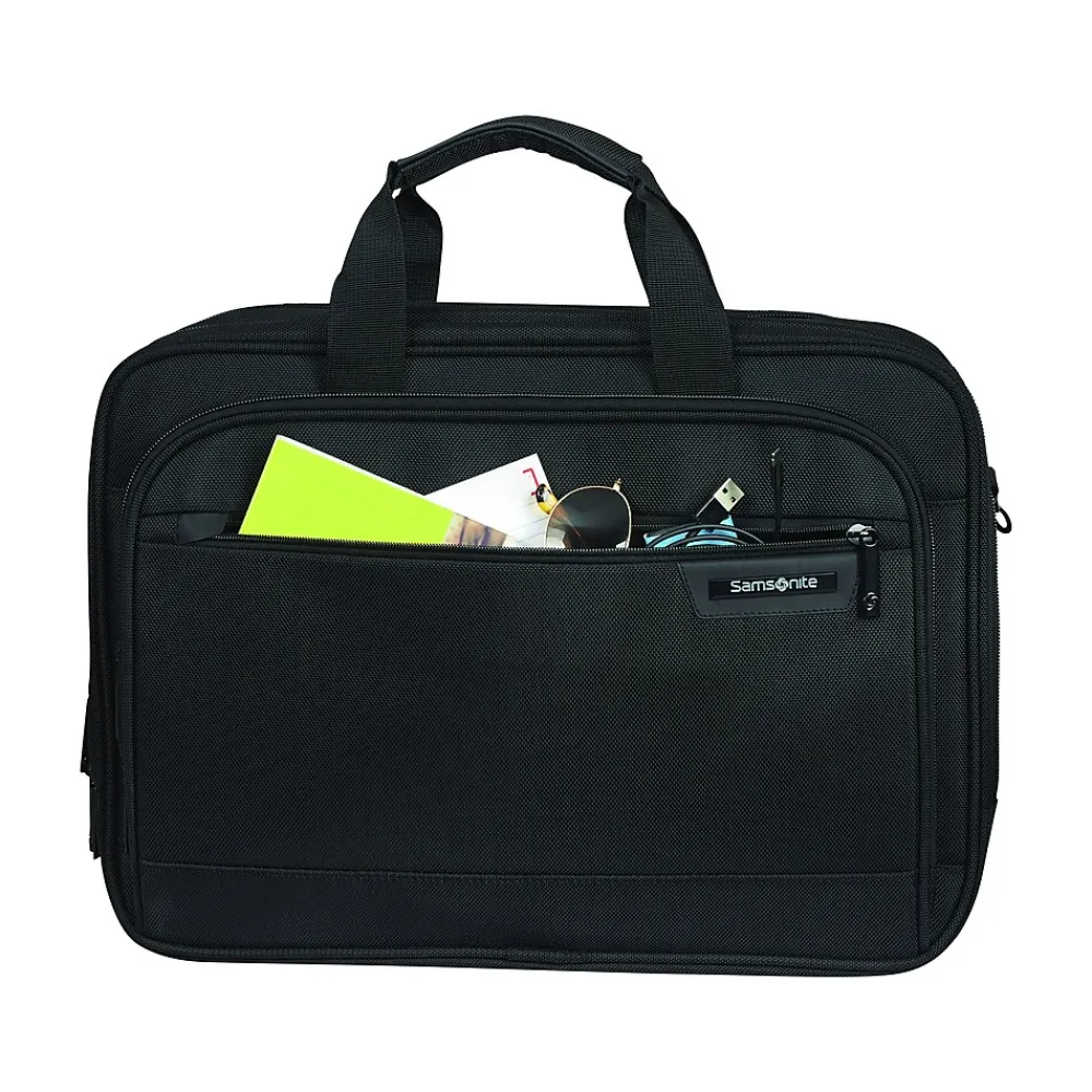 Classic Business 2.0 Laptop Briefcase, Black Polyester (144294-1041)<Samsonite Outlet
