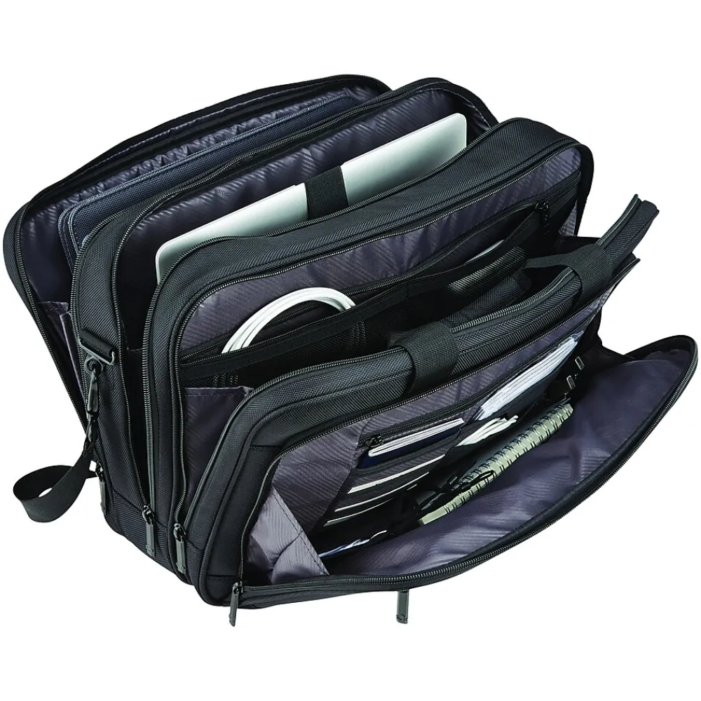 Classic Business 2.0 Laptop Briefcase, Black Polyester (144294-1041)<Samsonite Outlet
