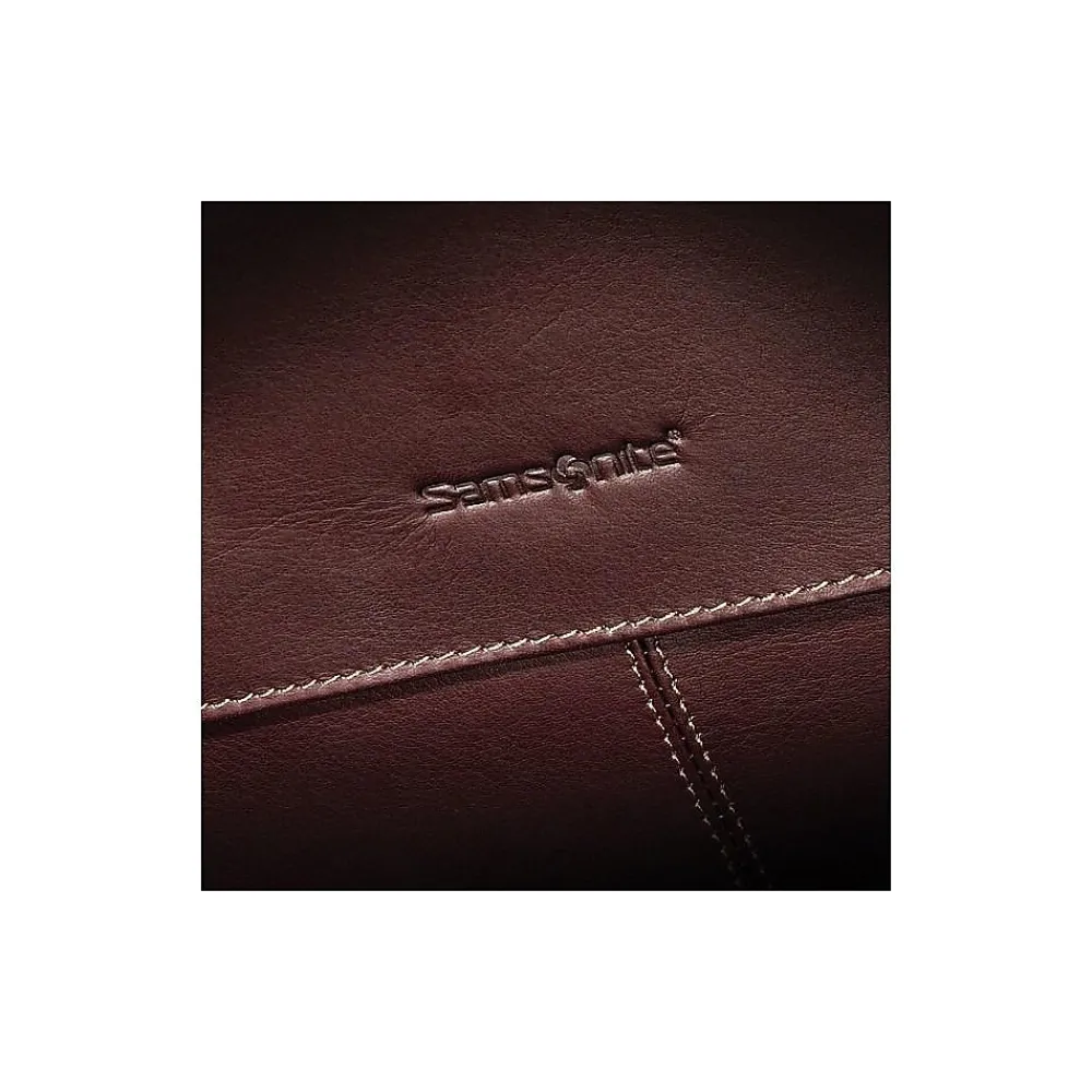 Flapover Case Double Gusset Laptop Notebook, Brown Leather(45798-1139)<Samsonite Outlet