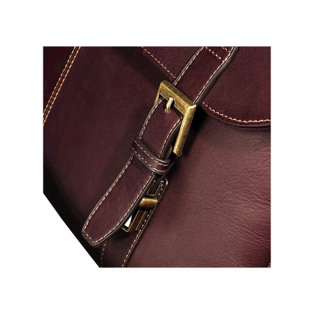 Flapover Double Gusset Laptop Briefcase, Brown Leather (45798-1139)<Samsonite Outlet