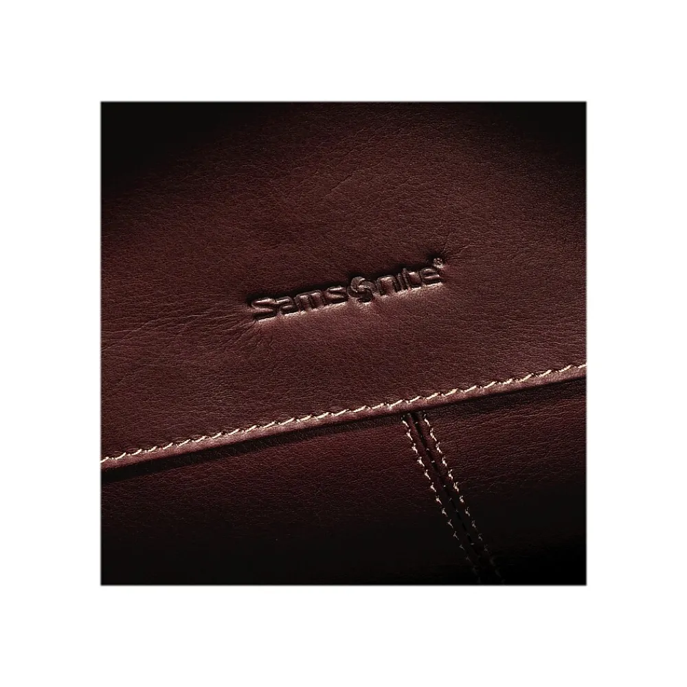 Flapover Double Gusset Laptop Briefcase, Brown Leather (45798-1139)<Samsonite Outlet