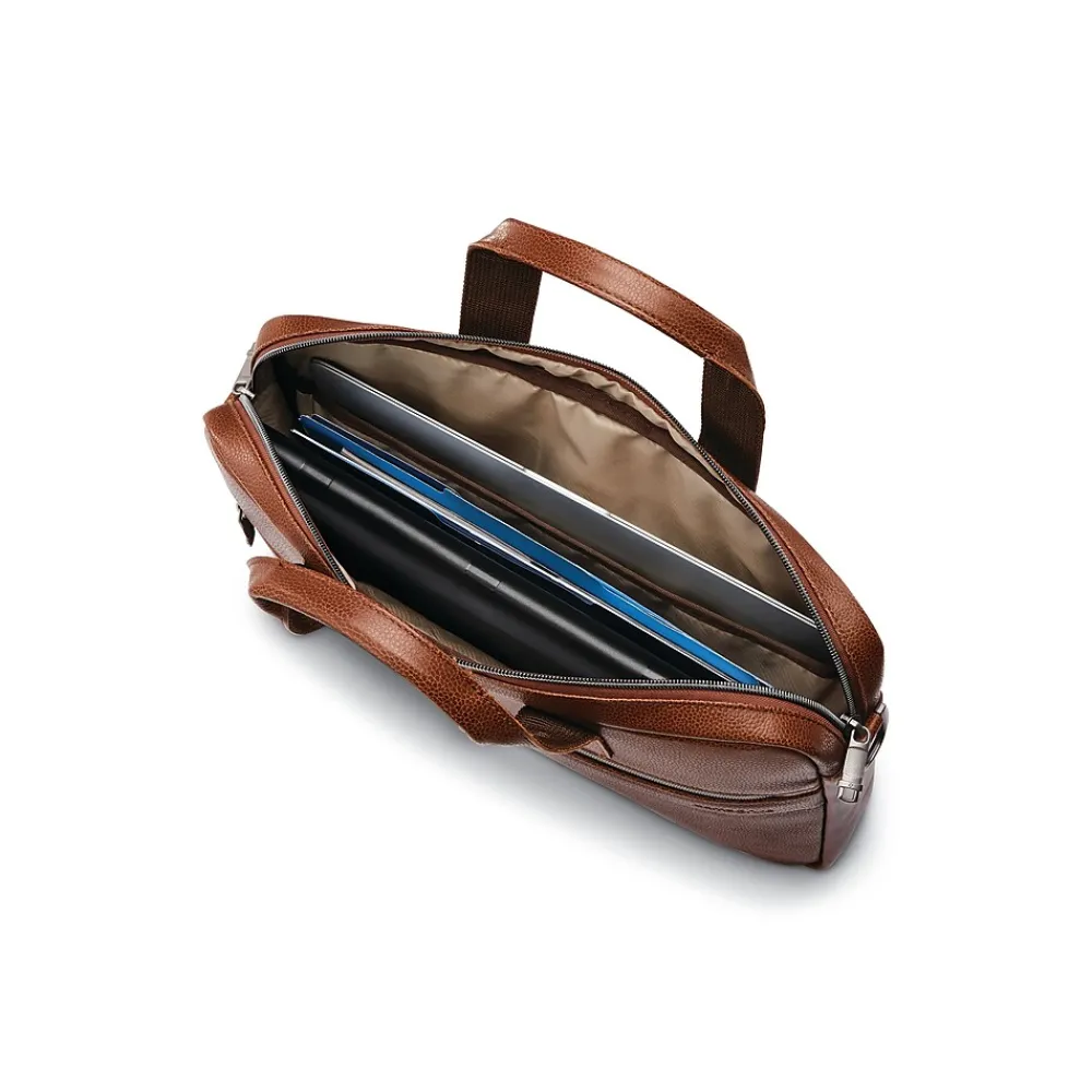 Leather Briefcase, Laptop Compatible, Cognac (126038-1221)<Samsonite Online