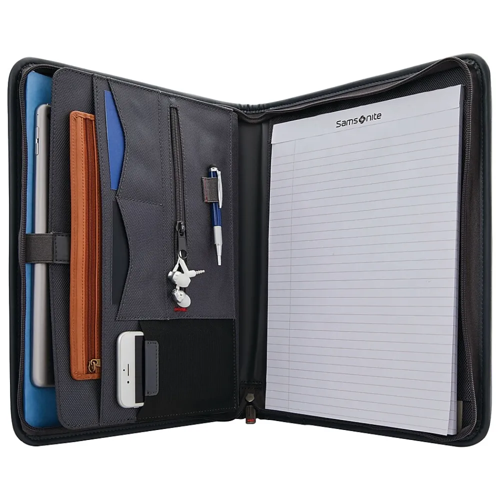 Xenon Business Polyester Padfolio with Zipper Closure, Steel Gray (116465-1829)<Samsonite