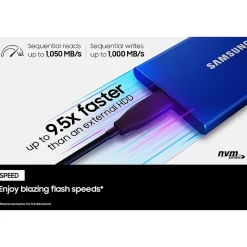 Hot Samsung T7 1TB USB 3.2 Portable Solid State Drive, Gray (MU-PC1T0T/AM)
