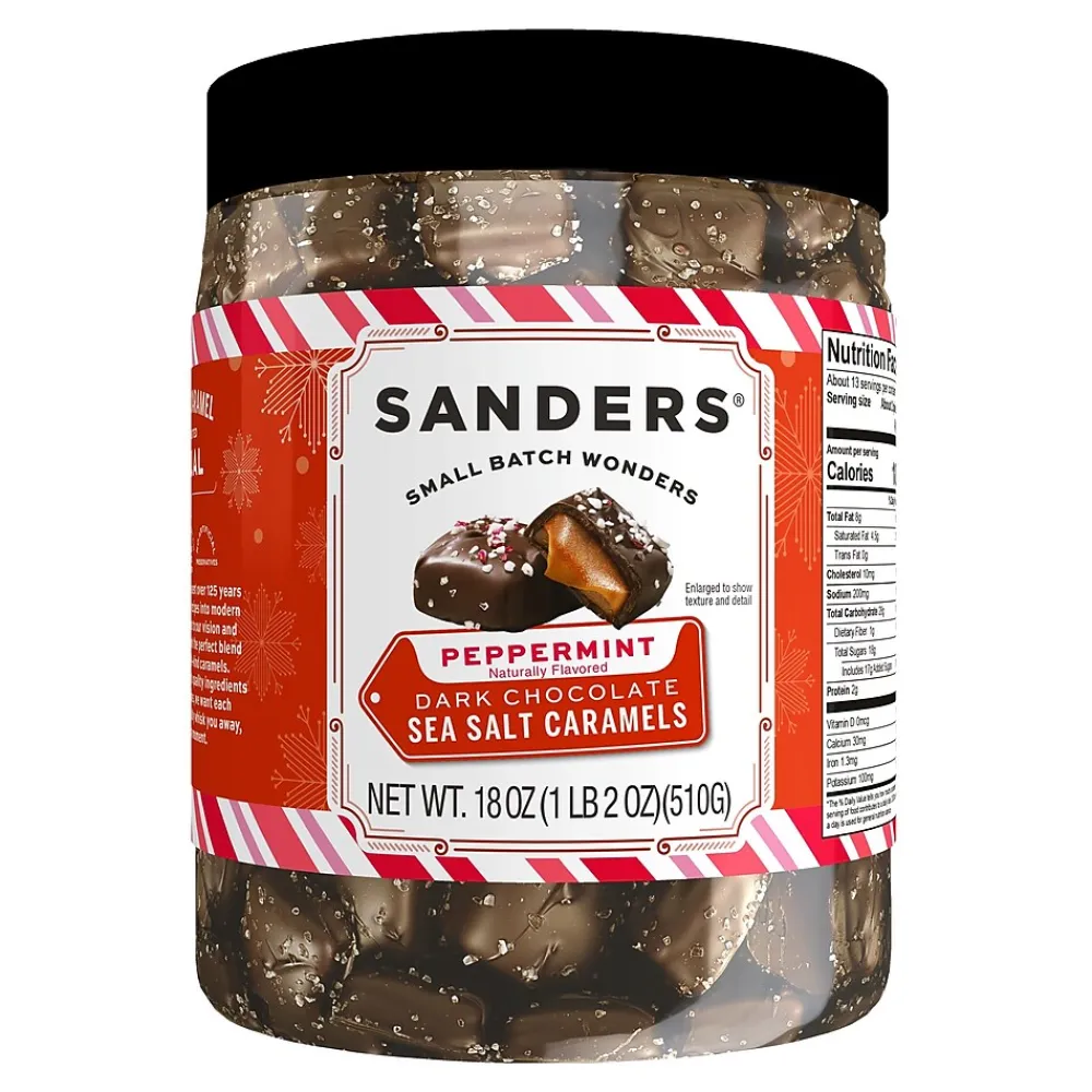 Sanders Small Batch Wonders Peppermint Dark Chocolate Sea Salt Caramels, 18 oz. (KAR30857)