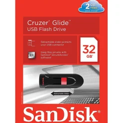 Hot SanDisk Cruzer Glide 32GB USB 2.0 Type A Flash Drive, Black/Red (SDCZ60-032G-A46)