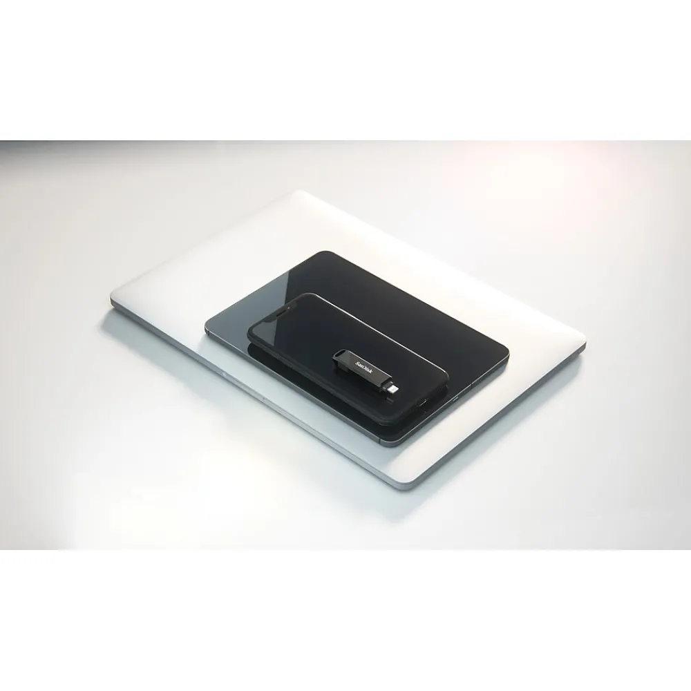 SanDisk Dual Phone 256GB USB 3.2 Type-C/Lightning Flash Drive, Black (SDIX70N-256G-AG6NE)