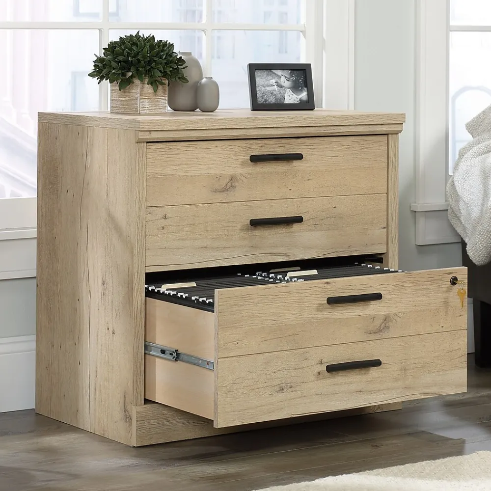 File Cabinets*Sauder Aspen Post 2-Drawer Lateral File Cabinet, Letter/Legal Size, Lockable, 30"H x 31"W x 19"D, Prime Oak (427013)