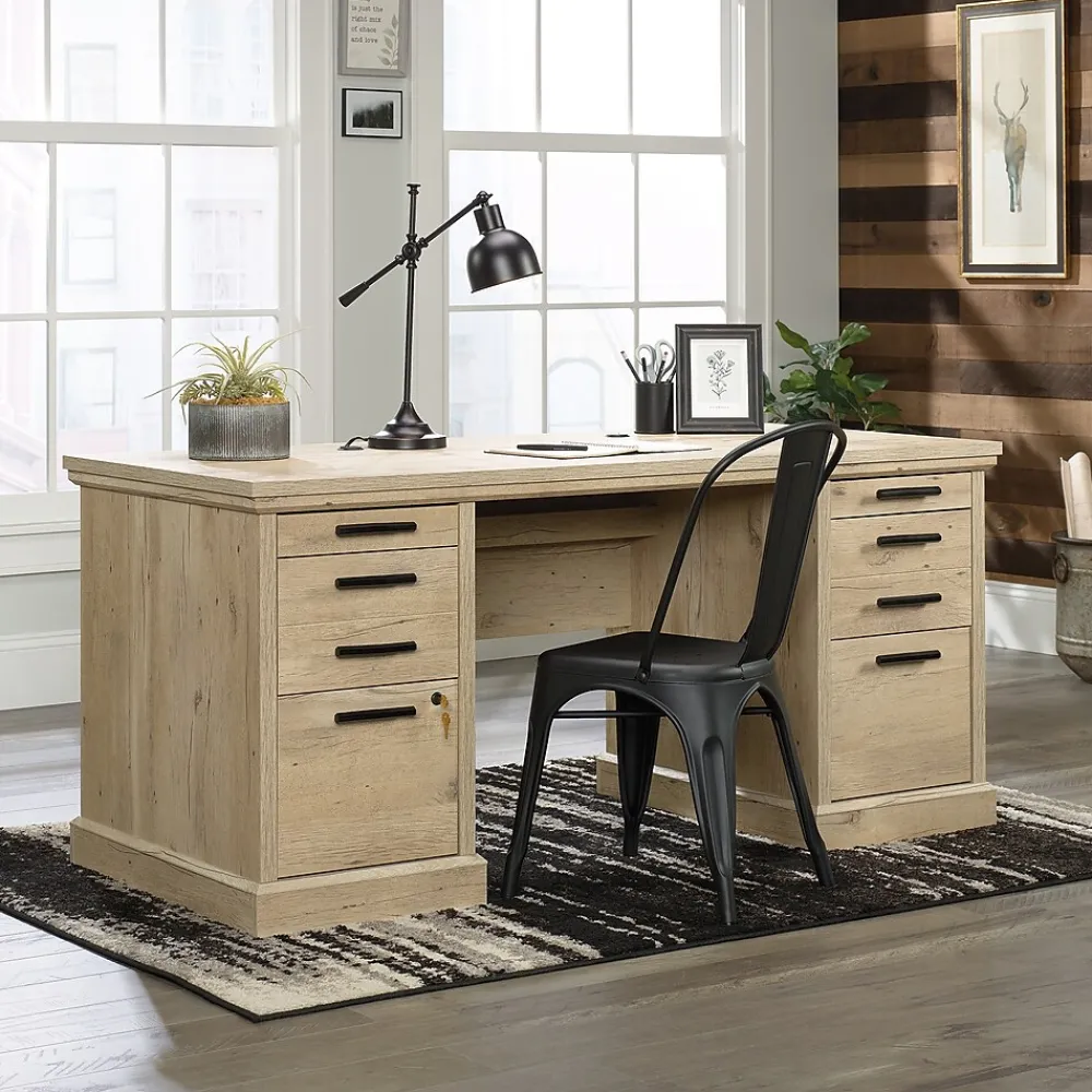 Office Desks*Sauder Aspen Post 65"W Executive Computer Desk, (426487) Prime Oak