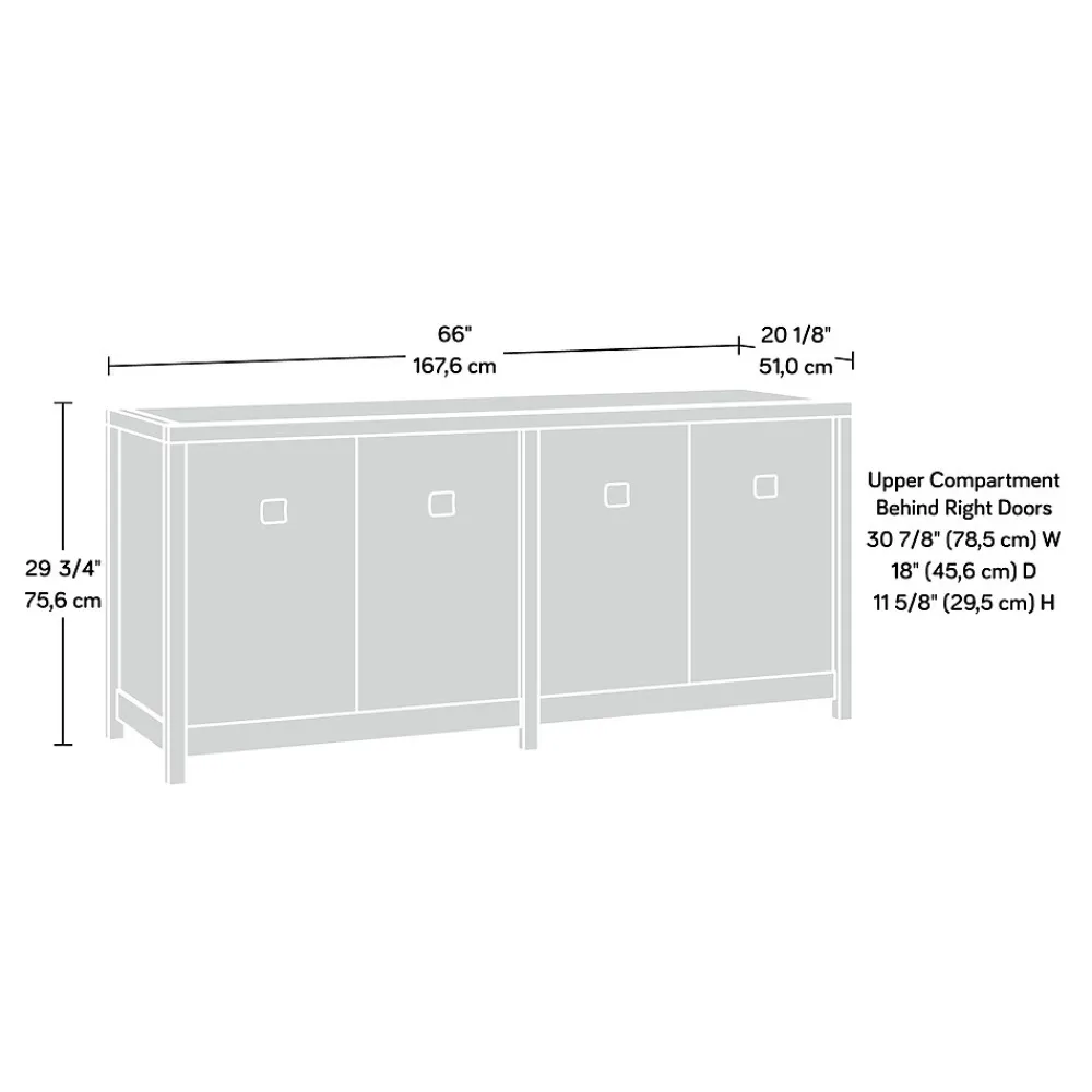 Storage Cabinets*Sauder Cannery Bridge 30"H Storage Credenza with 2 Shelves, Sindoori Mango (429513)