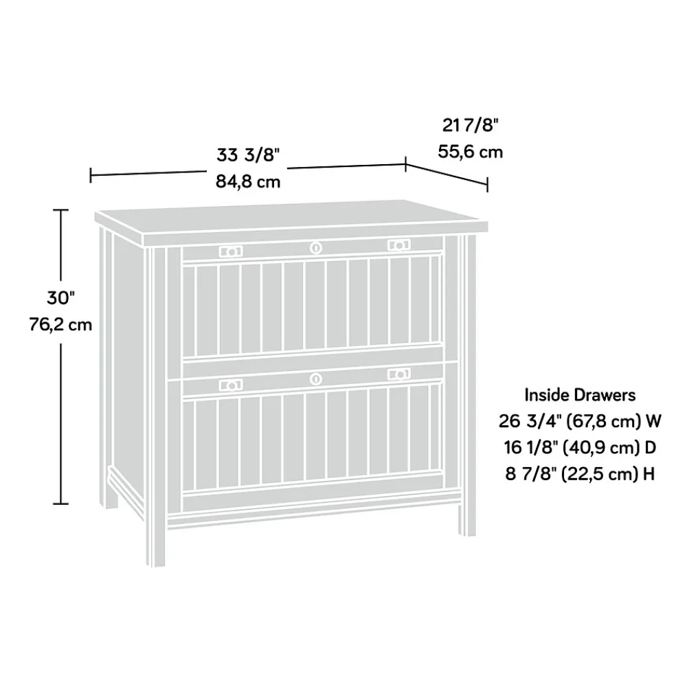 File Cabinets*Sauder Costa Commercial 2-Drawer Lateral File Cabinet, Letter/Legal Size, Lockable, 33"W x 22"D, Chalked Chestnut (420040)