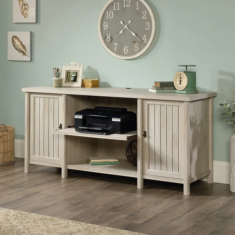 Storage Cabinets*Sauder Costa 30"H Storage Credenza with 3 Shelves, Chalked Chestnut (419959)